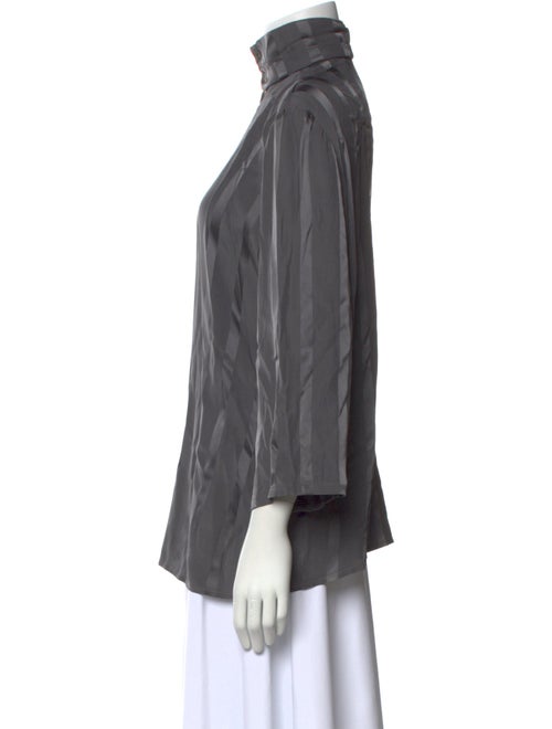 Giorgio Armani Silk Mock Neck Button-Up Top