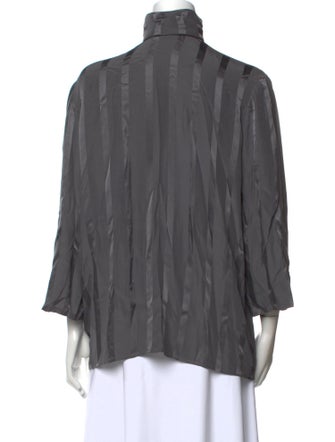 Giorgio Armani Silk Mock Neck Button-Up Top