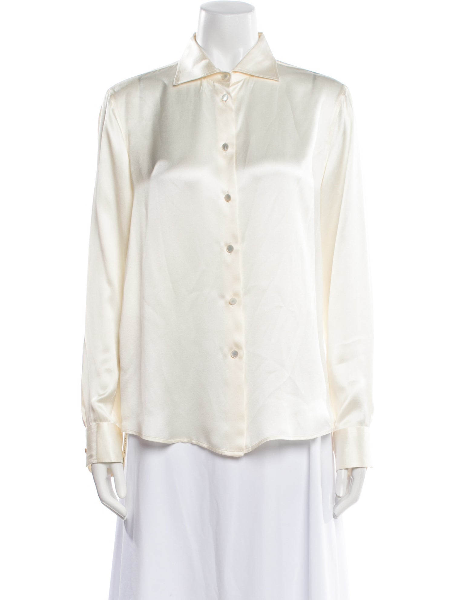 Giorgio Armani Silk Long Sleeve Button-Up Top