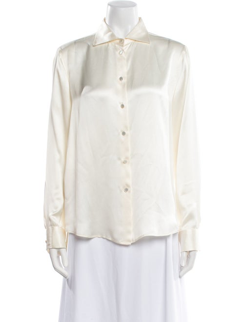 Giorgio Armani Silk Long Sleeve Button-Up Top