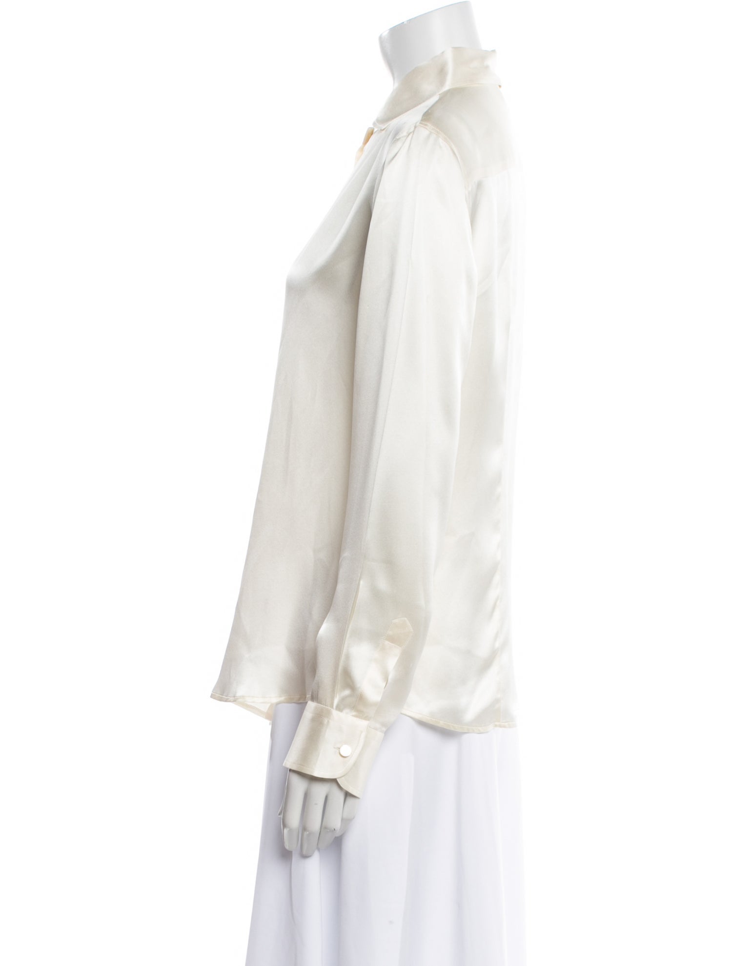 Giorgio Armani Silk Long Sleeve Button-Up Top