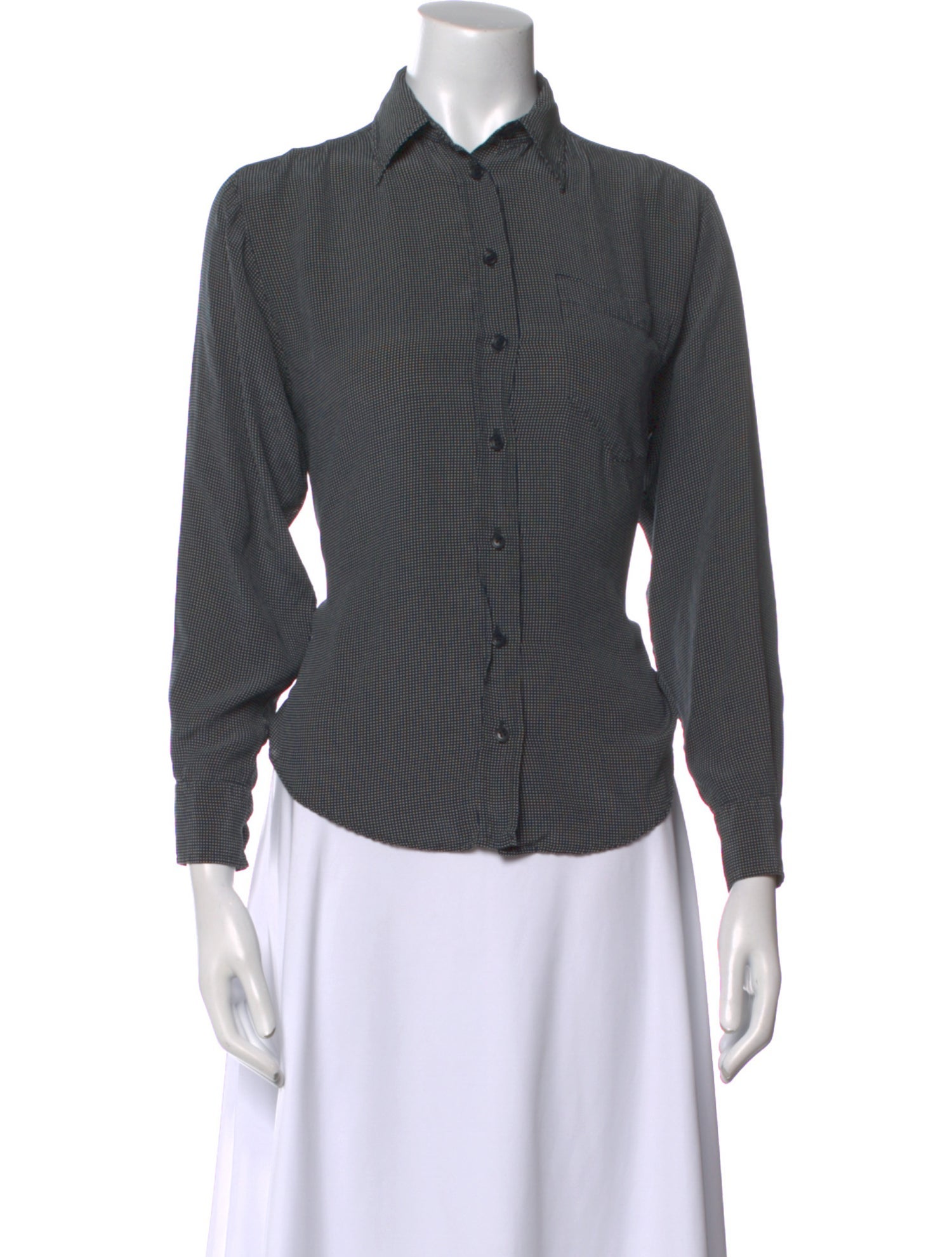 Giorgio Armani Plaid Print Long Sleeve Button-Up Top