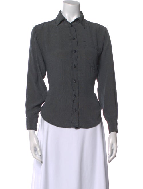 Giorgio Armani Plaid Print Long Sleeve Button-Up Top