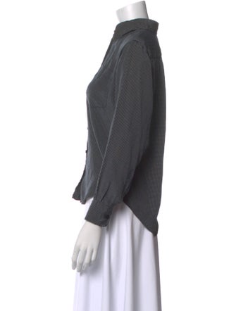 Giorgio Armani Plaid Print Long Sleeve Button-Up Top