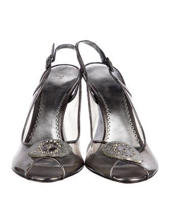 Giorgio Armani PVC Crystal Embellishments Slingback Pumps