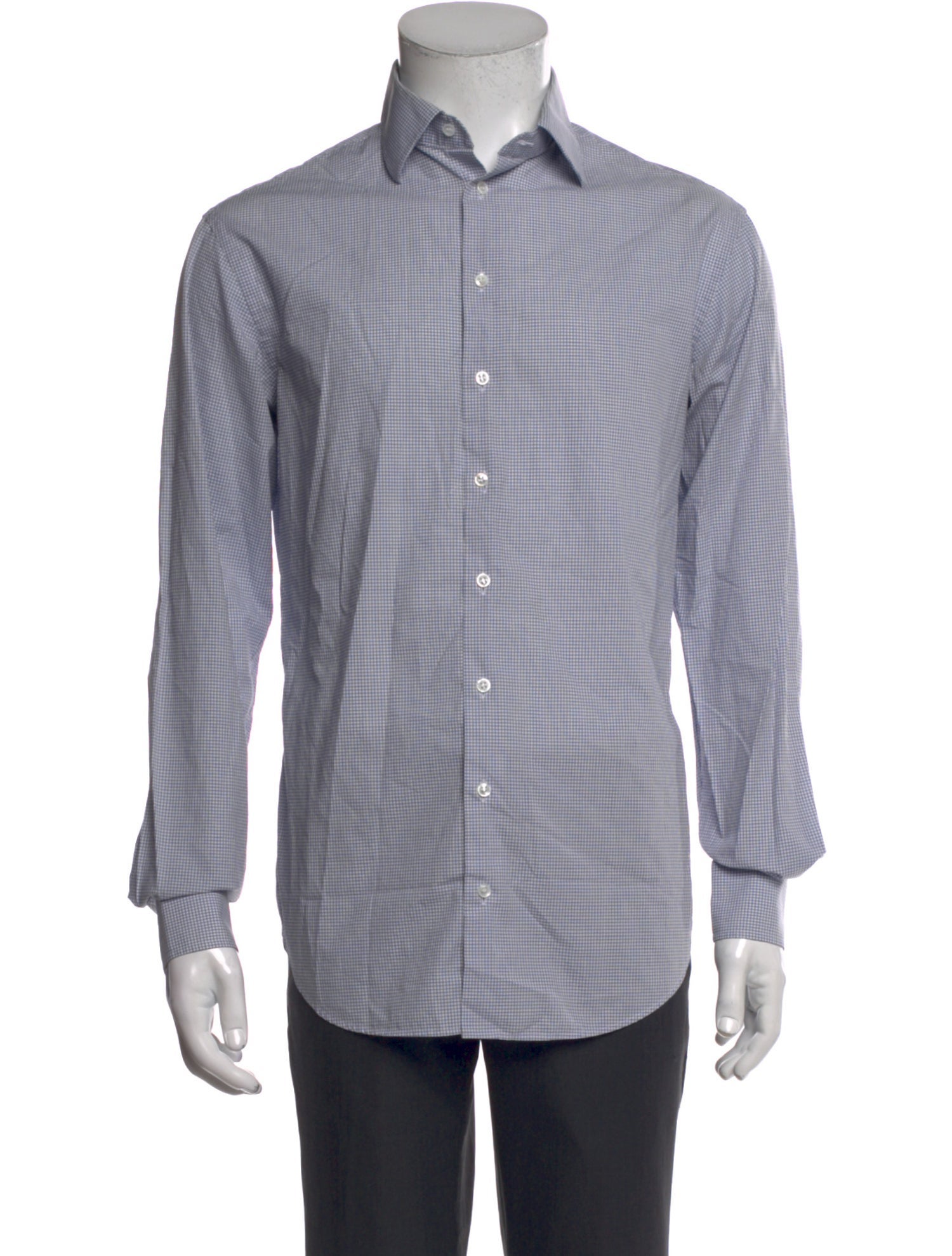 Giorgio Armani Plaid Print Long Sleeve Dress Shirt