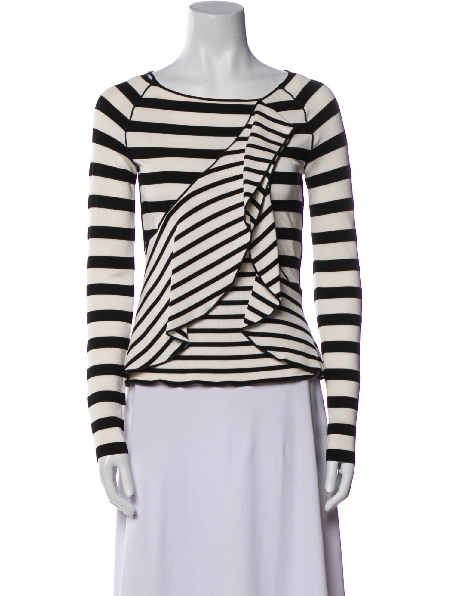 Giorgio Armani Striped Bateau Neckline Top
