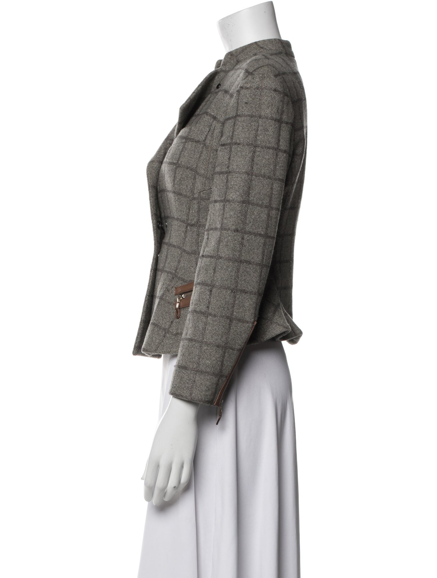 Giorgio Armani Virgin Wool Plaid Print Blazer