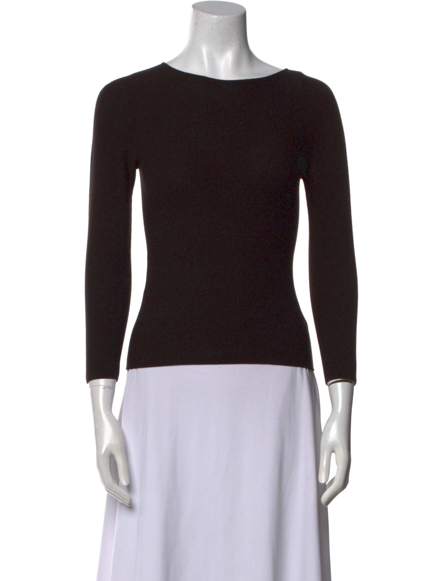 Giorgio Armani Bateau Neckline Three-Quarter Sleeve Top
