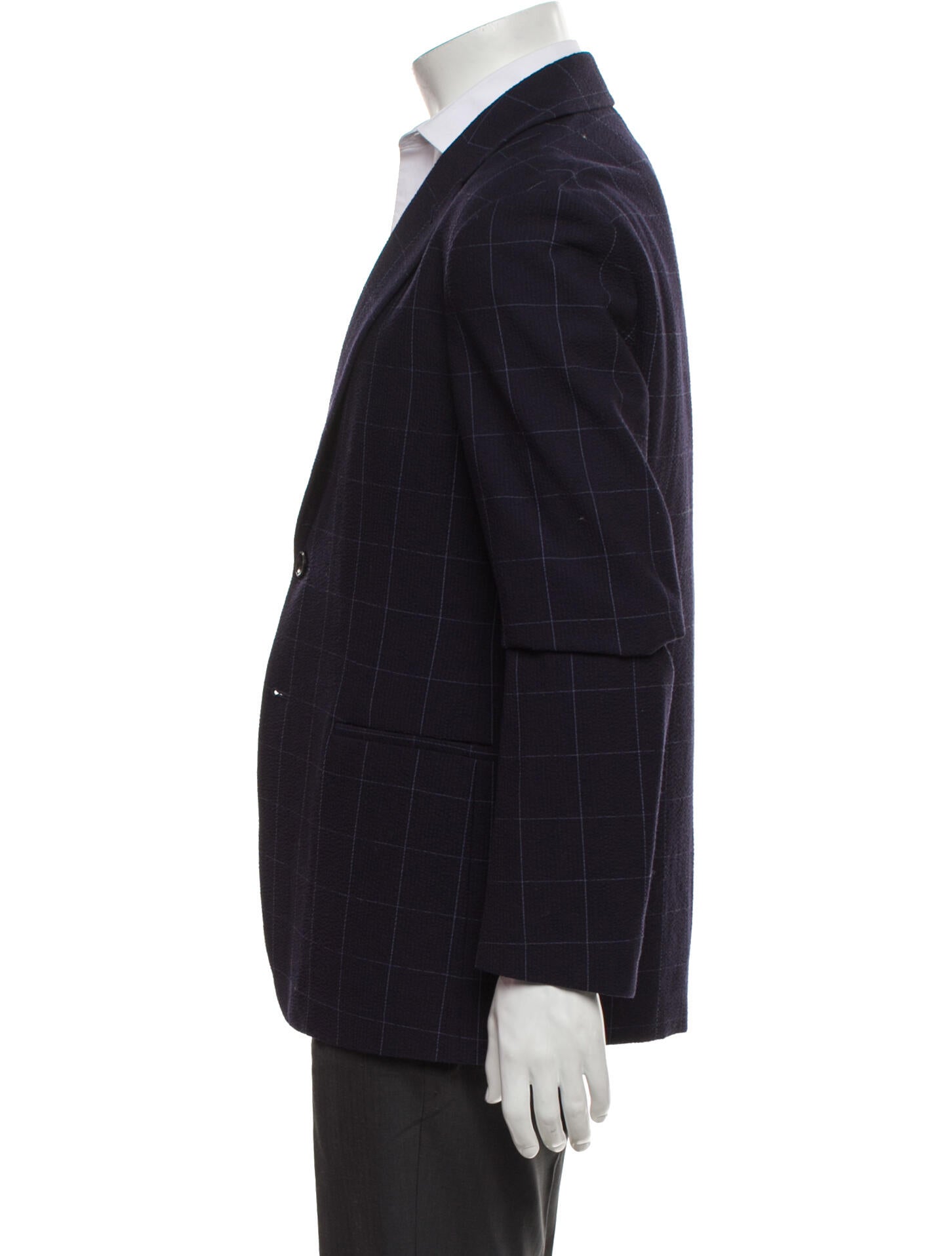 Giorgio Armani Virgin Wool Plaid Print Blazer