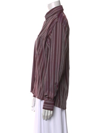 Giorgio Armani Striped Long Sleeve Button-Up Top