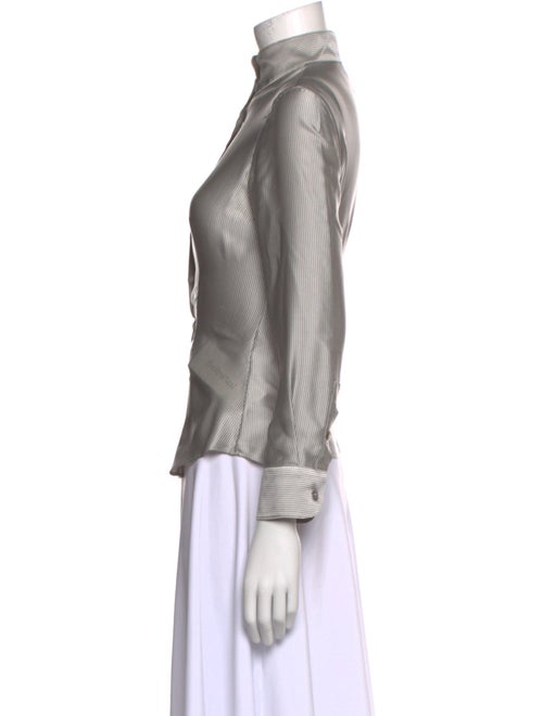 Giorgio Armani Silk Mock Neck Button-Up Top
