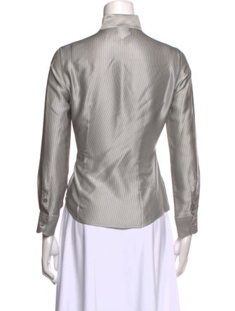 Giorgio Armani Silk Mock Neck Button-Up Top