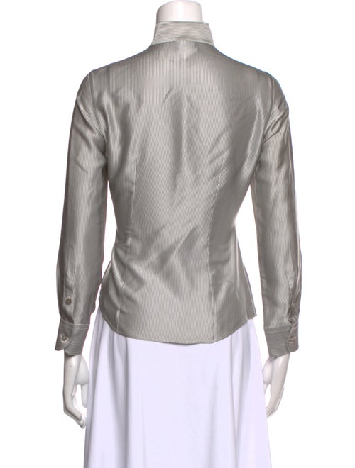 Giorgio Armani Silk Mock Neck Button-Up Top