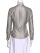 Giorgio Armani Silk Mock Neck Button-Up Top