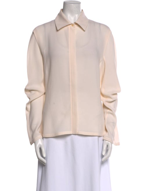 Giorgio Armani Silk Long Sleeve Button-Up Top