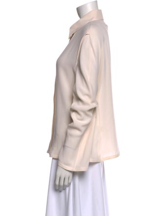Giorgio Armani Silk Long Sleeve Button-Up Top