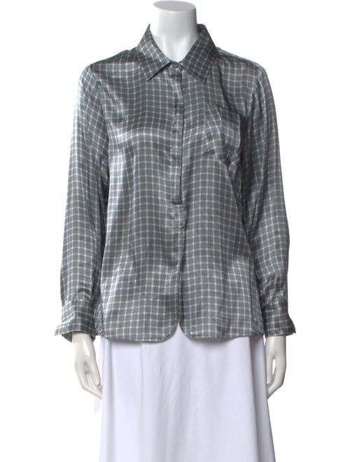 Giorgio Armani Plaid Print Long Sleeve Button-Up Top