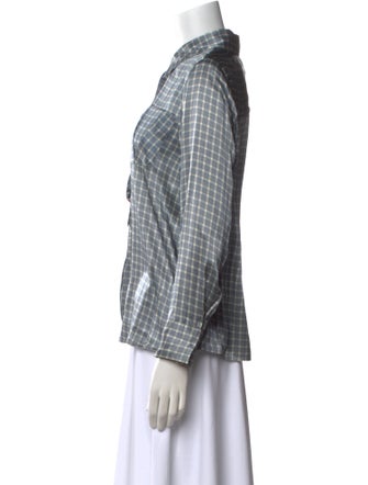 Giorgio Armani Plaid Print Long Sleeve Button-Up Top