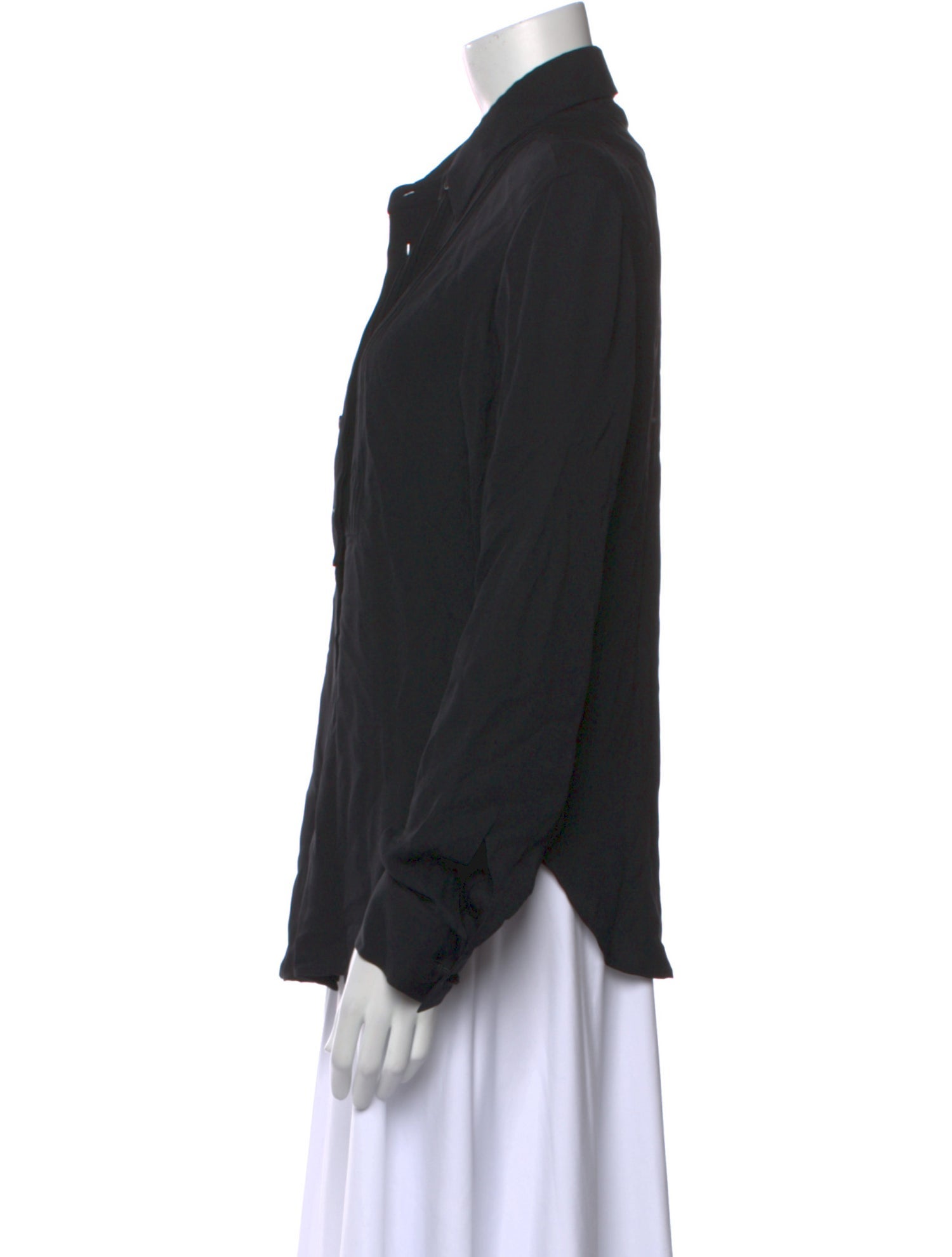 Giorgio Armani Silk Long Sleeve Button-Up Top