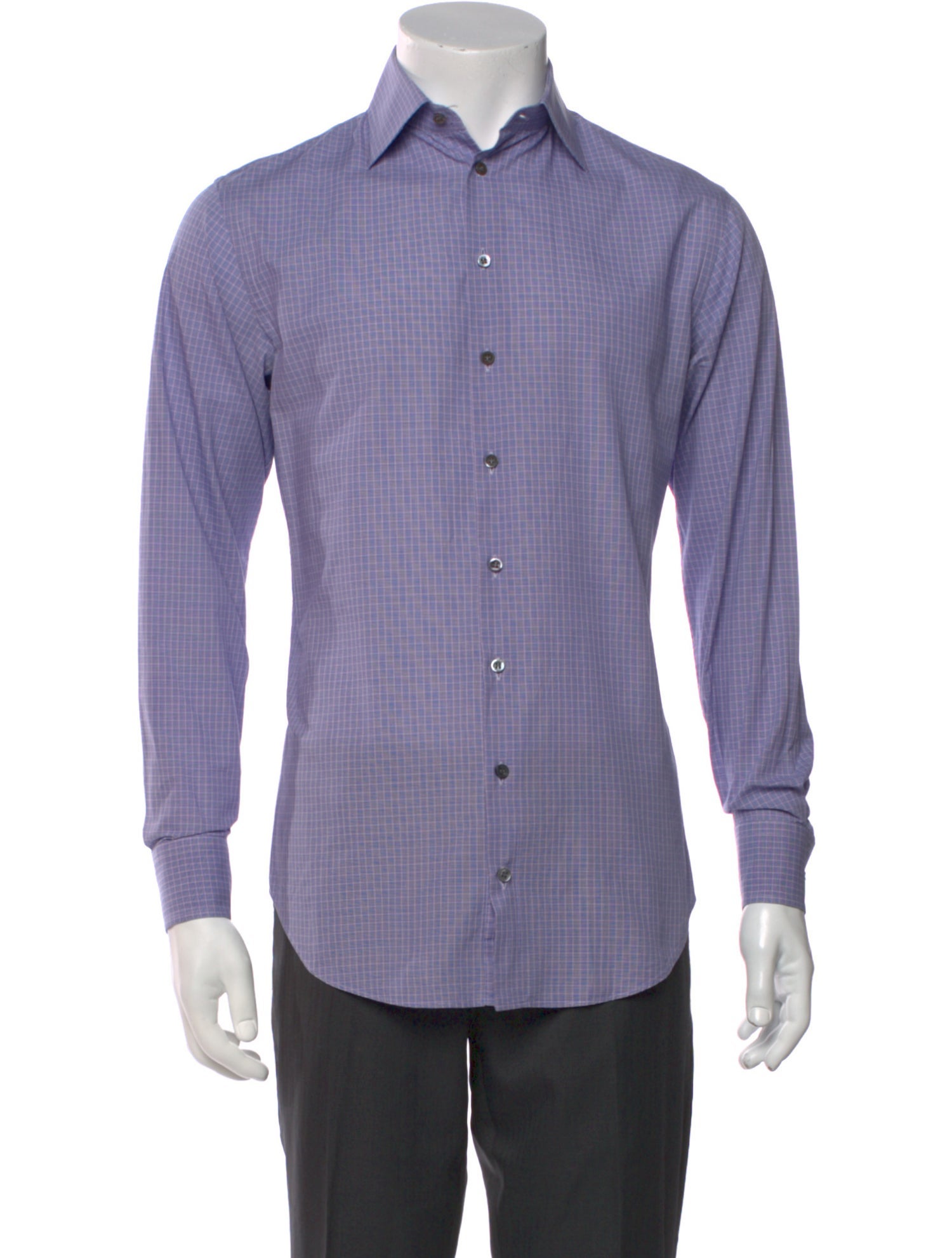 Giorgio Armani Plaid Print Long Sleeve Dress Shirt