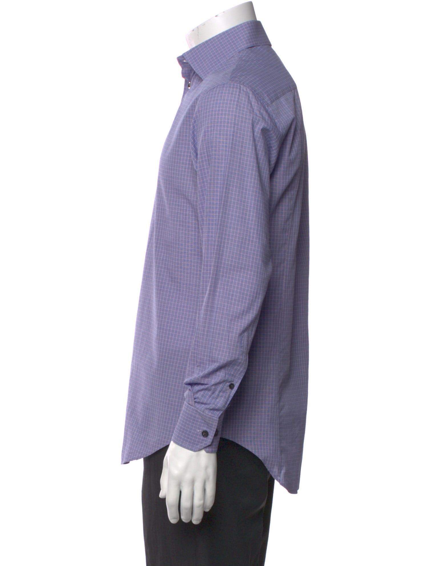 Giorgio Armani Plaid Print Long Sleeve Dress Shirt