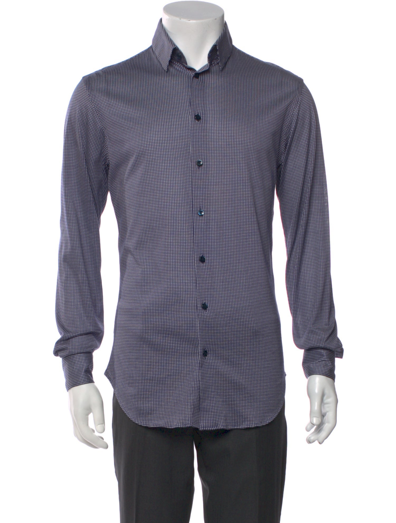 Giorgio Armani Plaid Print Long Sleeve Shirt