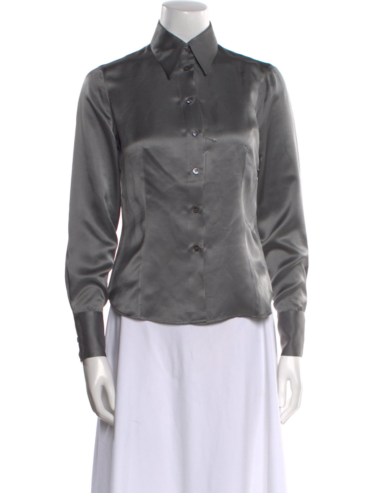 Giorgio Armani Silk Long Sleeve Button-Up Top