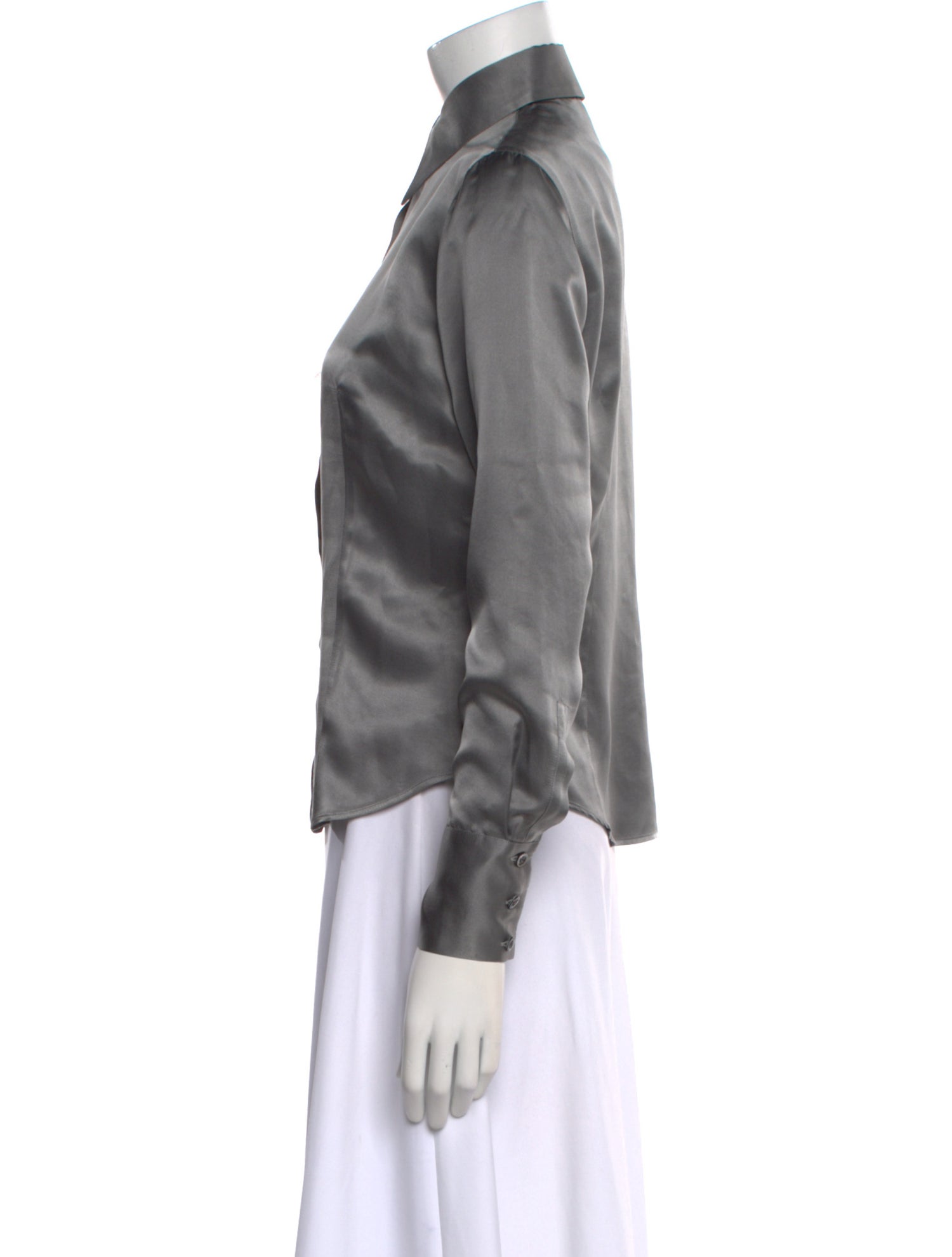 Giorgio Armani Silk Long Sleeve Button-Up Top