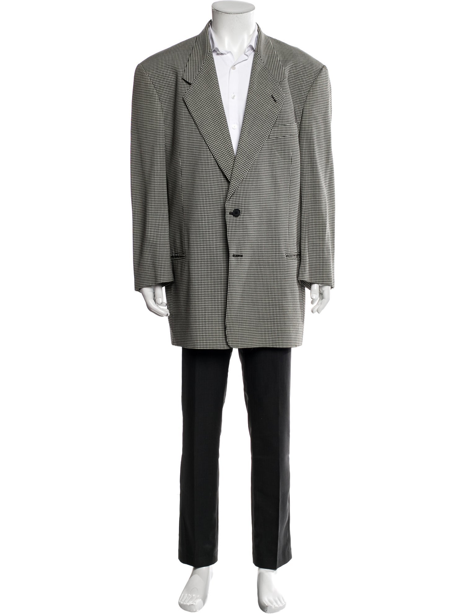 Giorgio Armani Virgin Wool Plaid Print Blazer