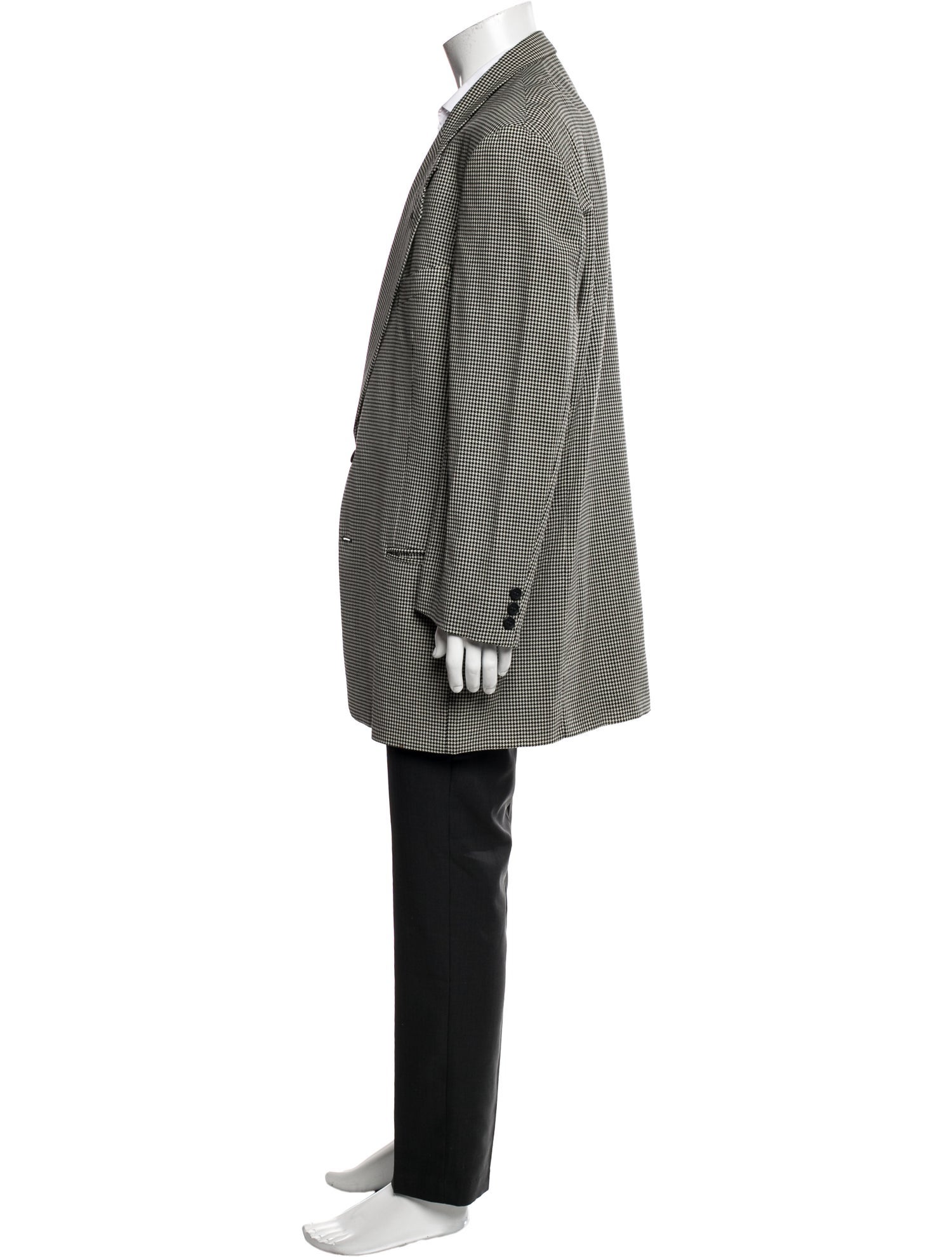 Giorgio Armani Virgin Wool Plaid Print Blazer