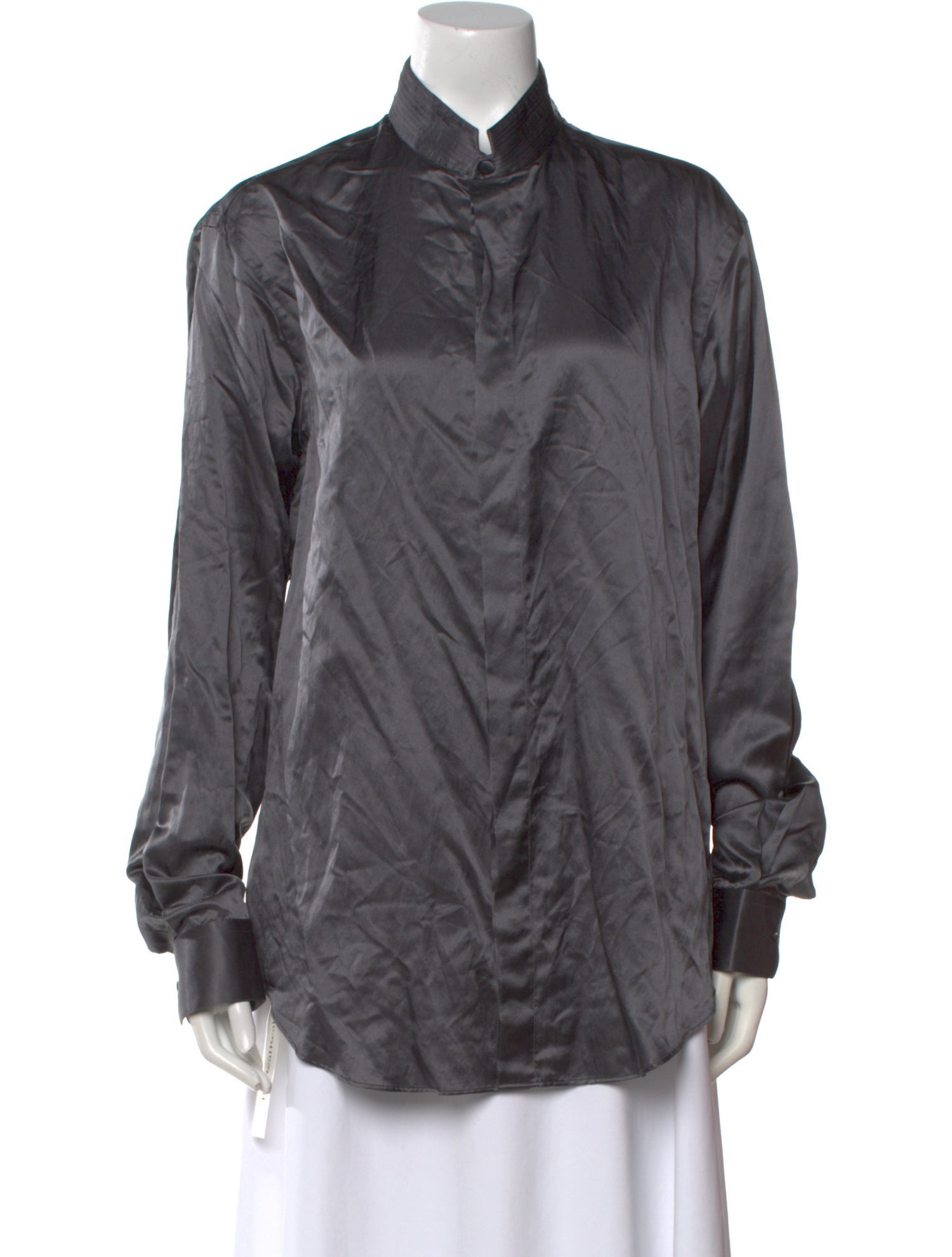 Giorgio Armani Silk Long Sleeve Button-Up Top