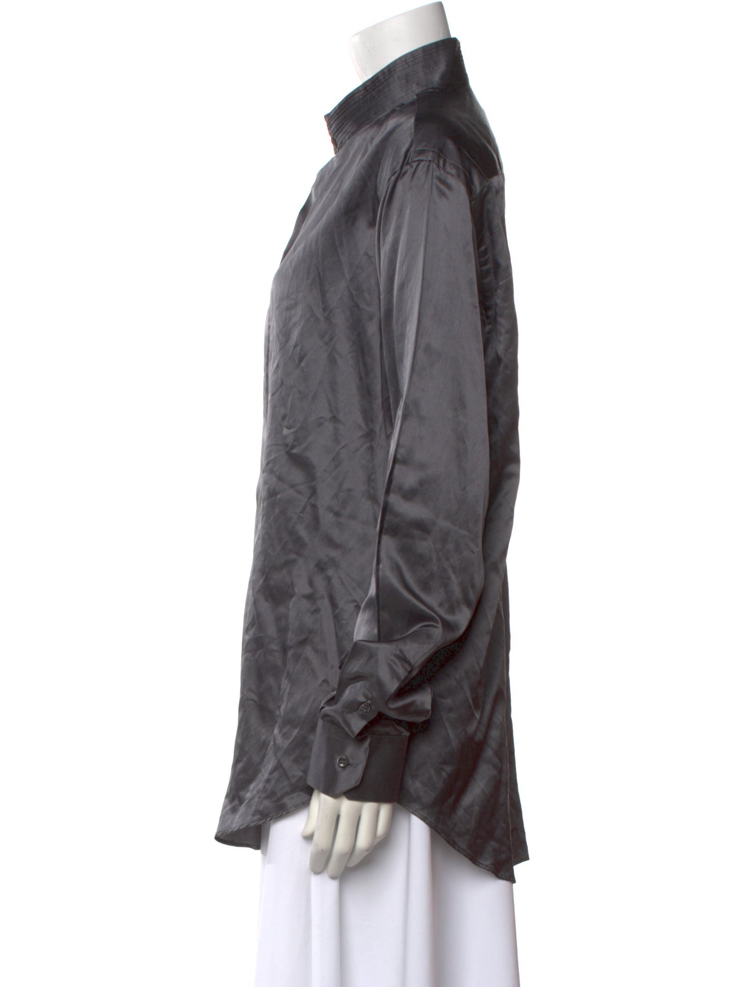 Giorgio Armani Silk Long Sleeve Button-Up Top