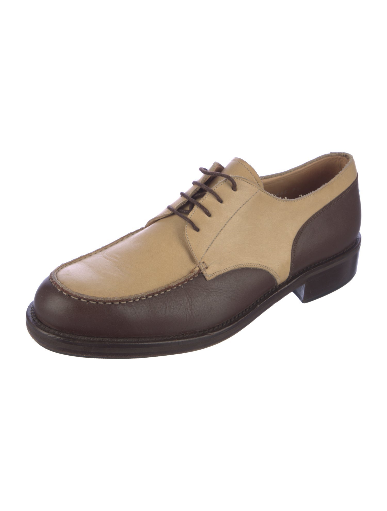 Giorgio Armani Leather Colorblock Pattern Derby Shoes