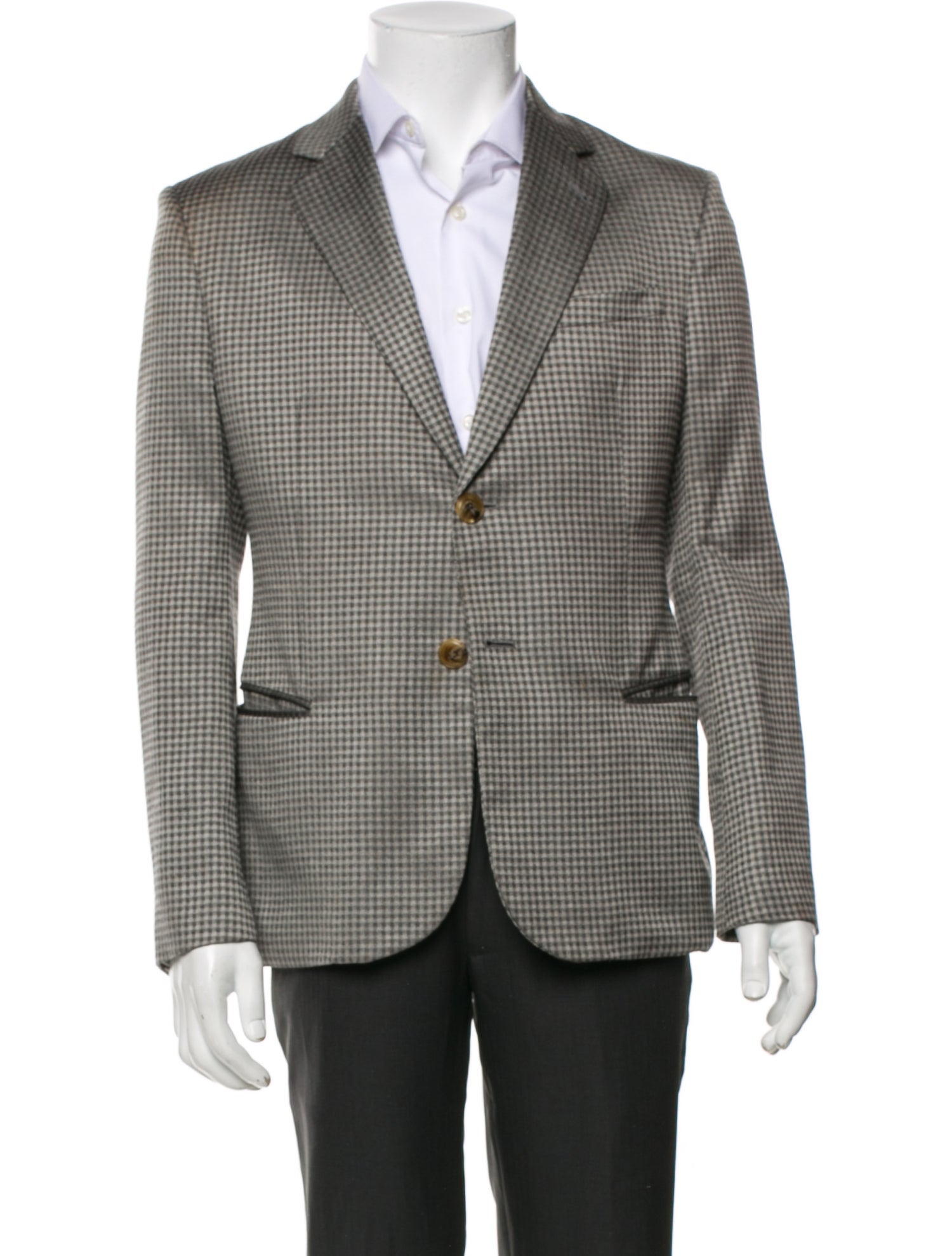 Giorgio Armani Silk Plaid Print Blazer