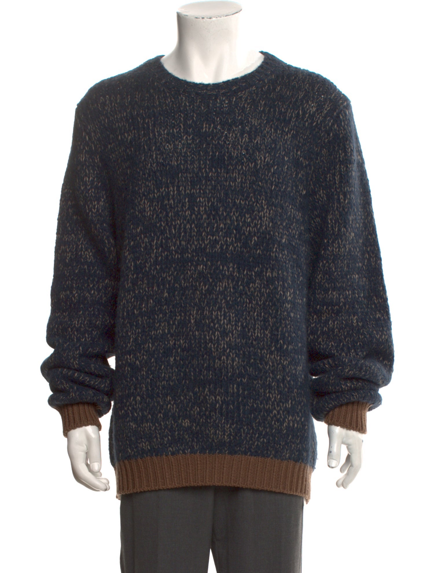 Giorgio Armani Colorblock Pattern Crew Neck Pullover