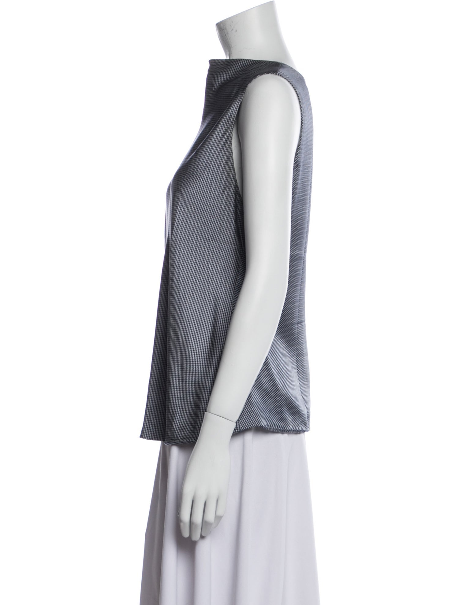 Giorgio Armani Silk Plaid Print Top