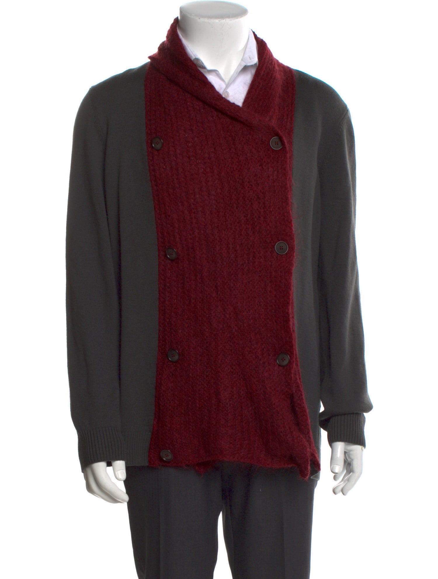 Giorgio Armani Virgin Wool Colorblock Pattern Cardigan