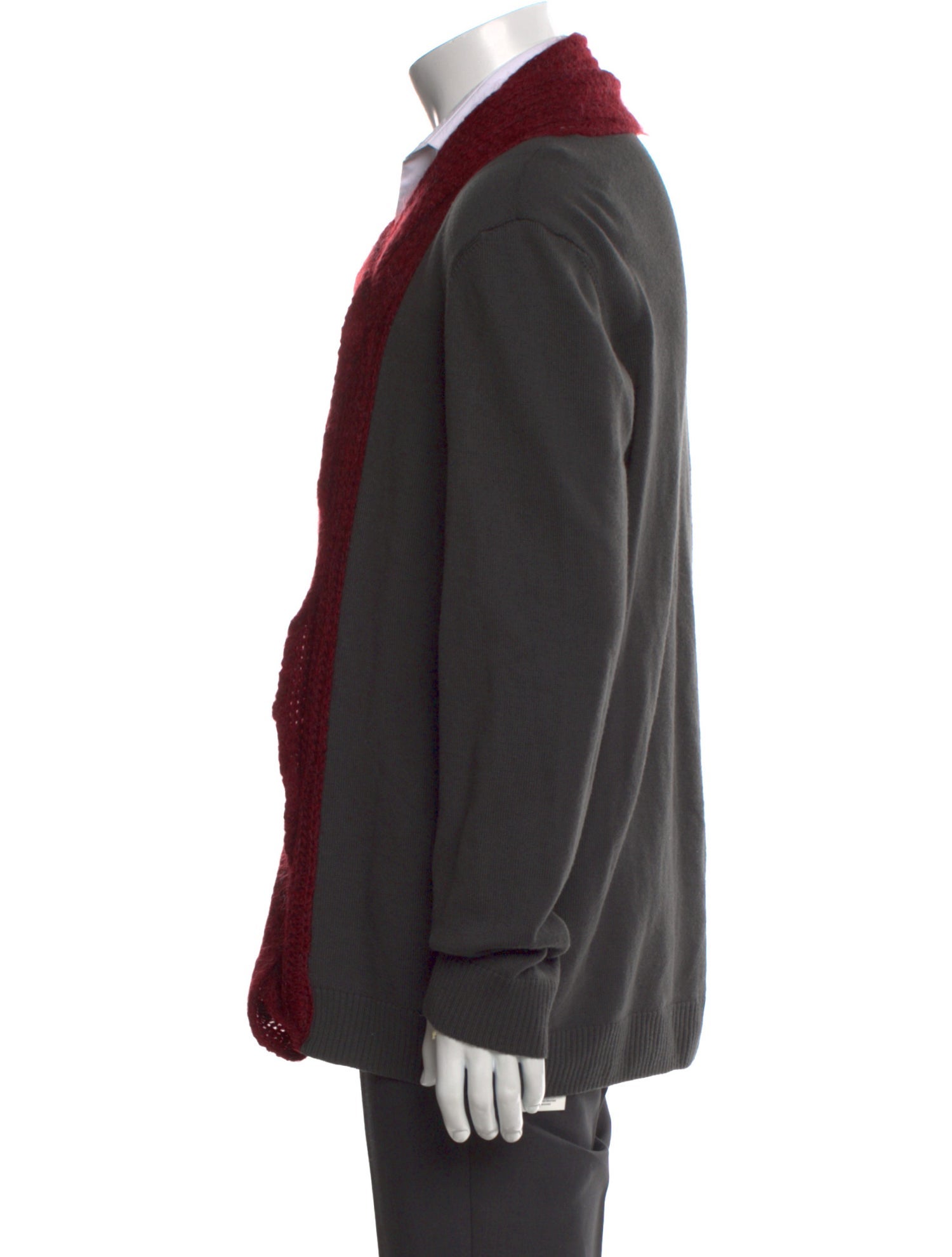 Giorgio Armani Virgin Wool Colorblock Pattern Cardigan