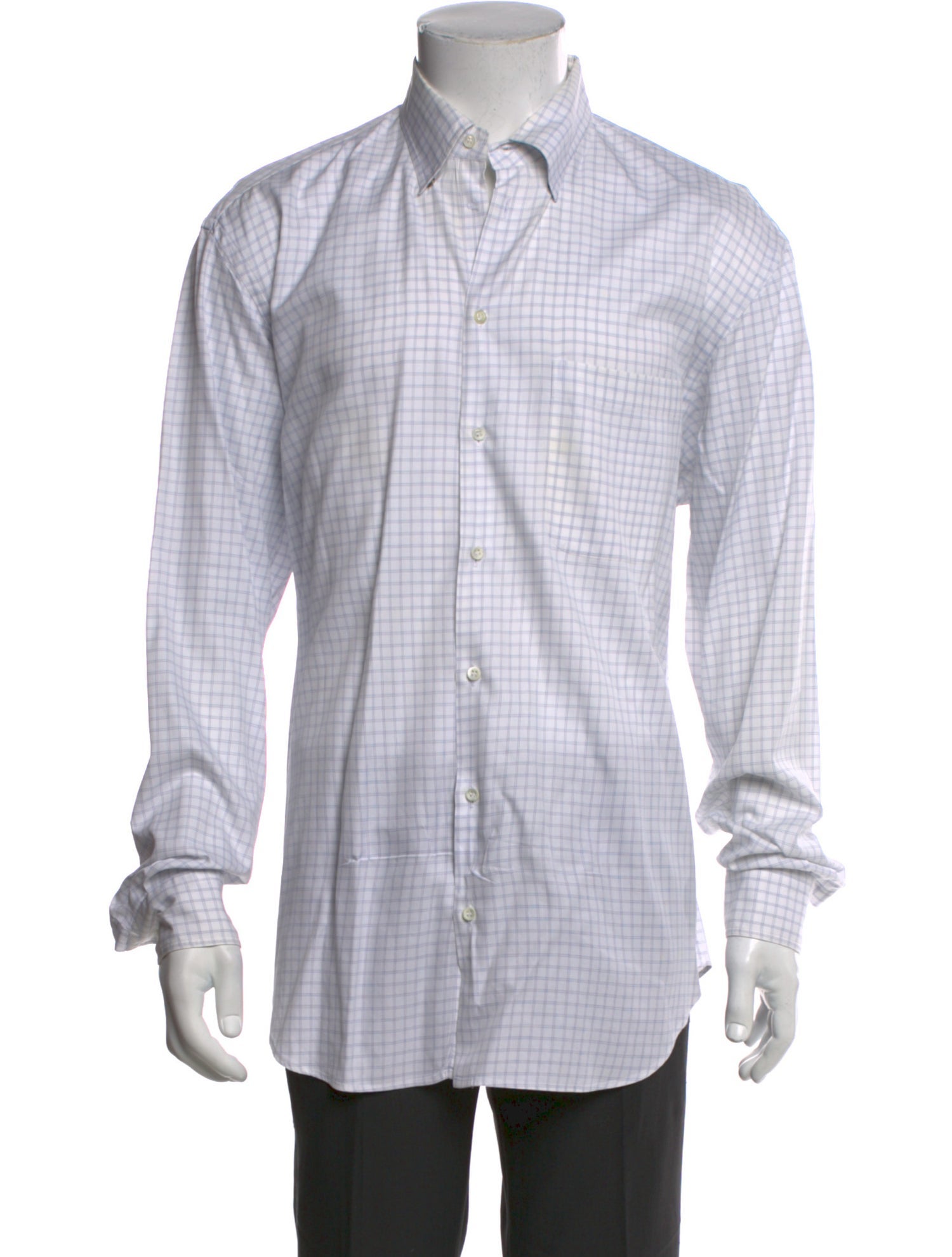 Giorgio Armani Plaid Print Long Sleeve Dress Shirt