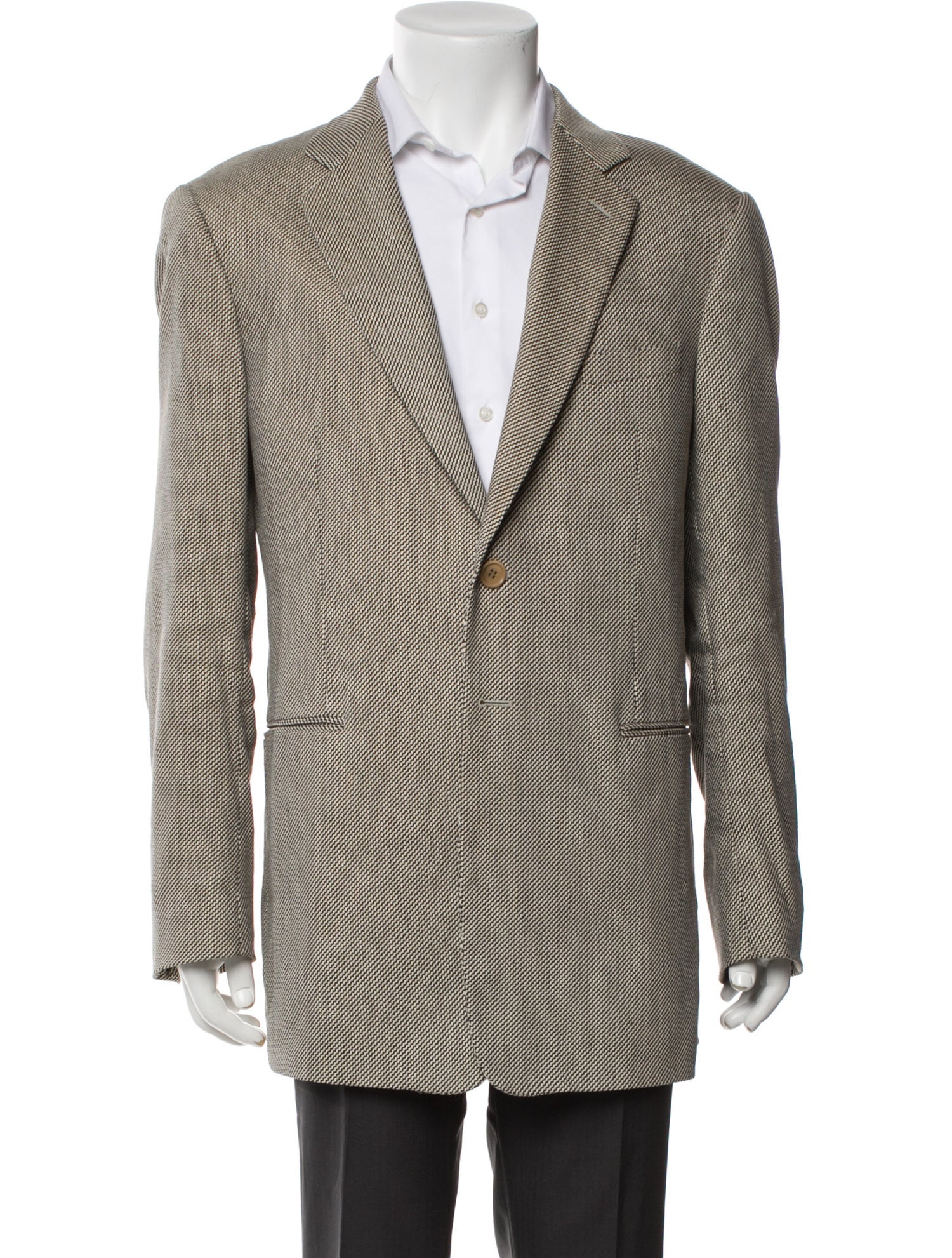Giorgio Armani Linen Houndstooth Print Blazer