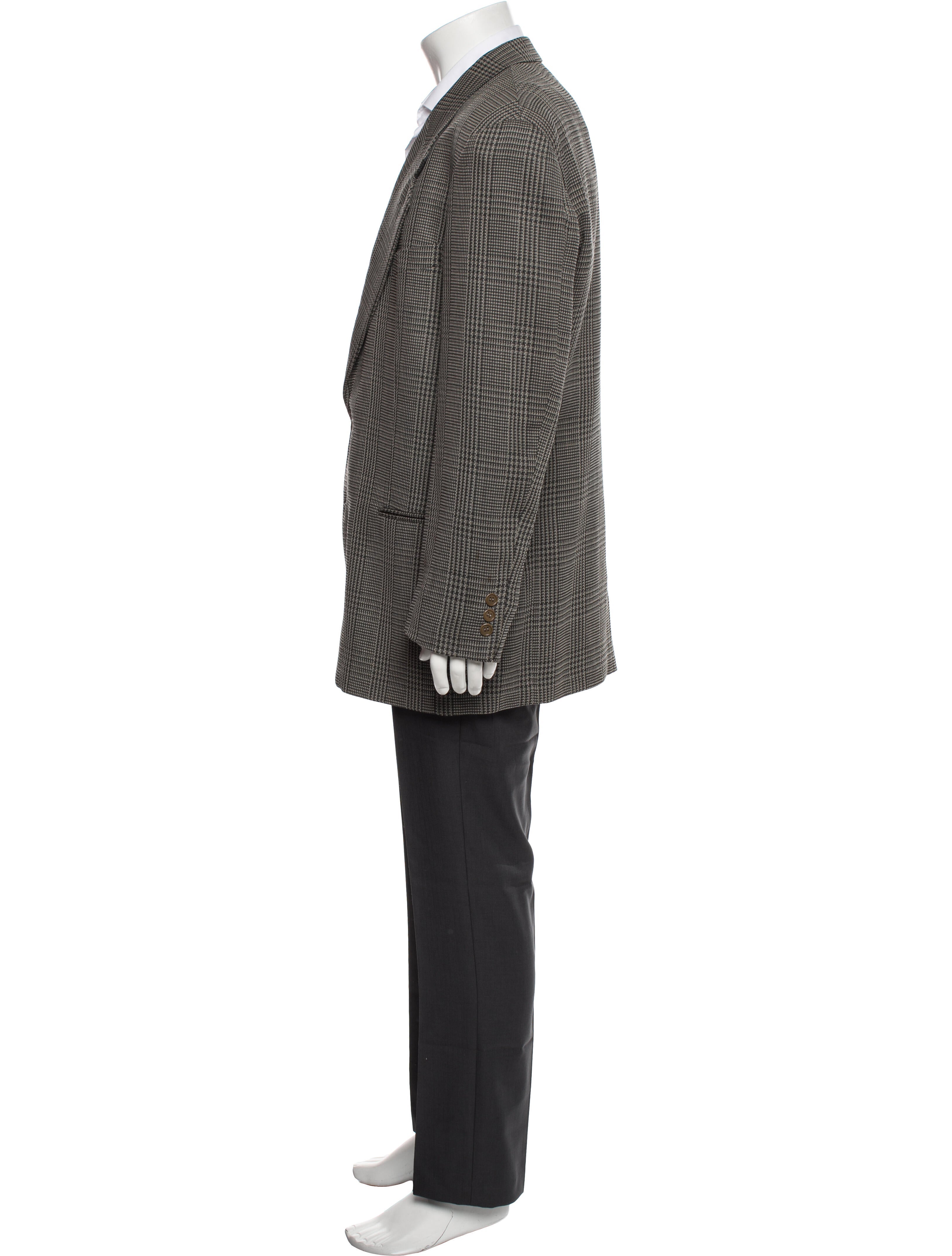 Giorgio Armani Virgin Wool Plaid Print Blazer