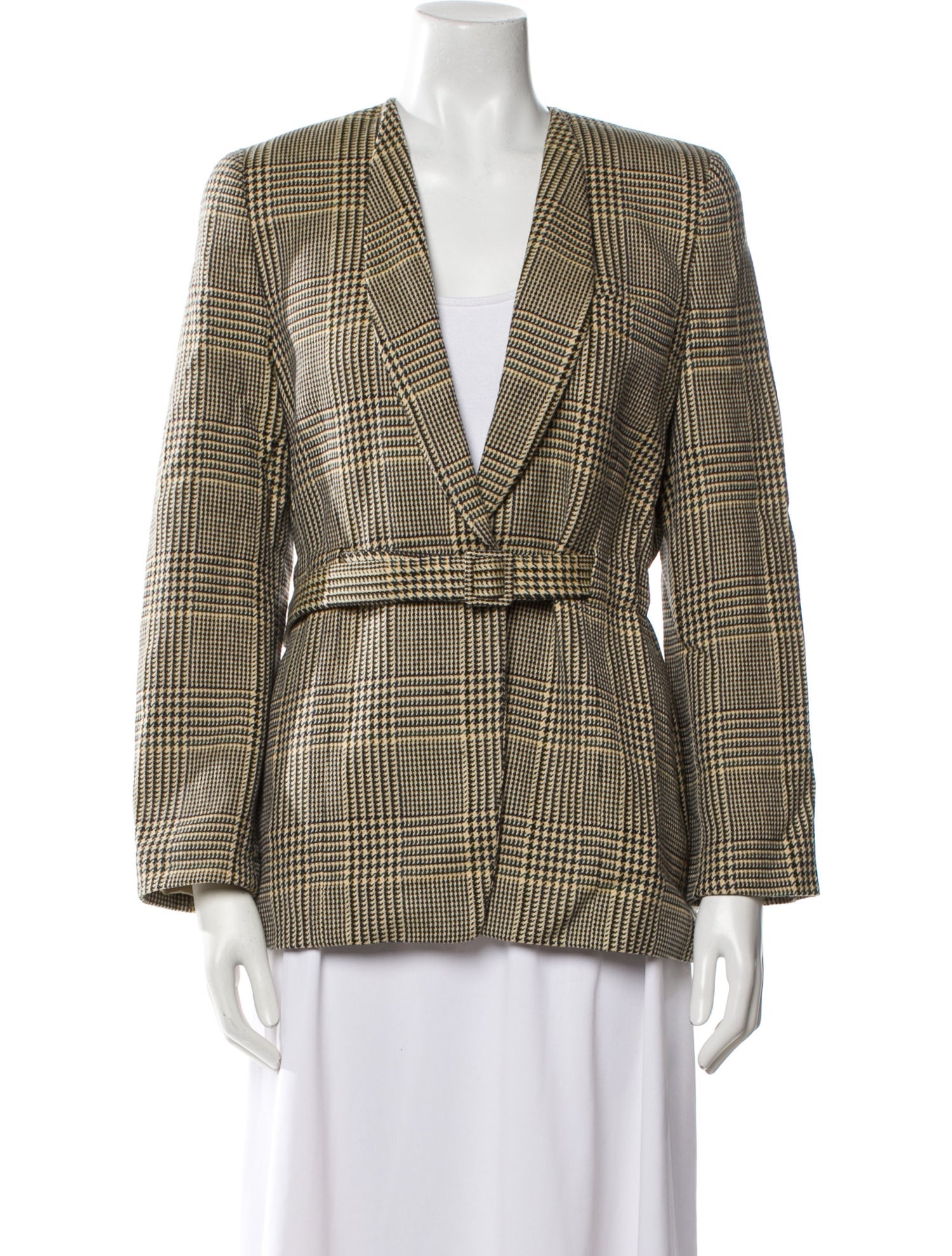 Giorgio Armani Wool Plaid Print Blazer