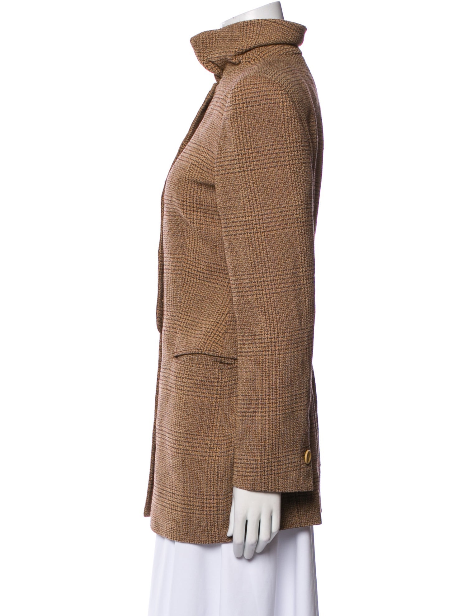 Giorgio Armani Tweed Pattern Faux Fur Coat