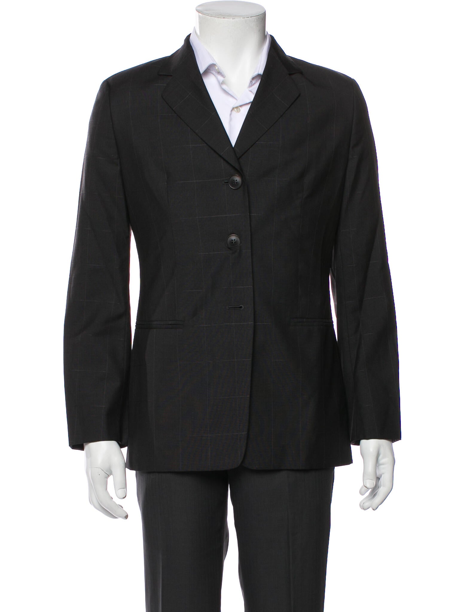 Giorgio Armani Virgin Wool Plaid Print Two-Piece Blazer