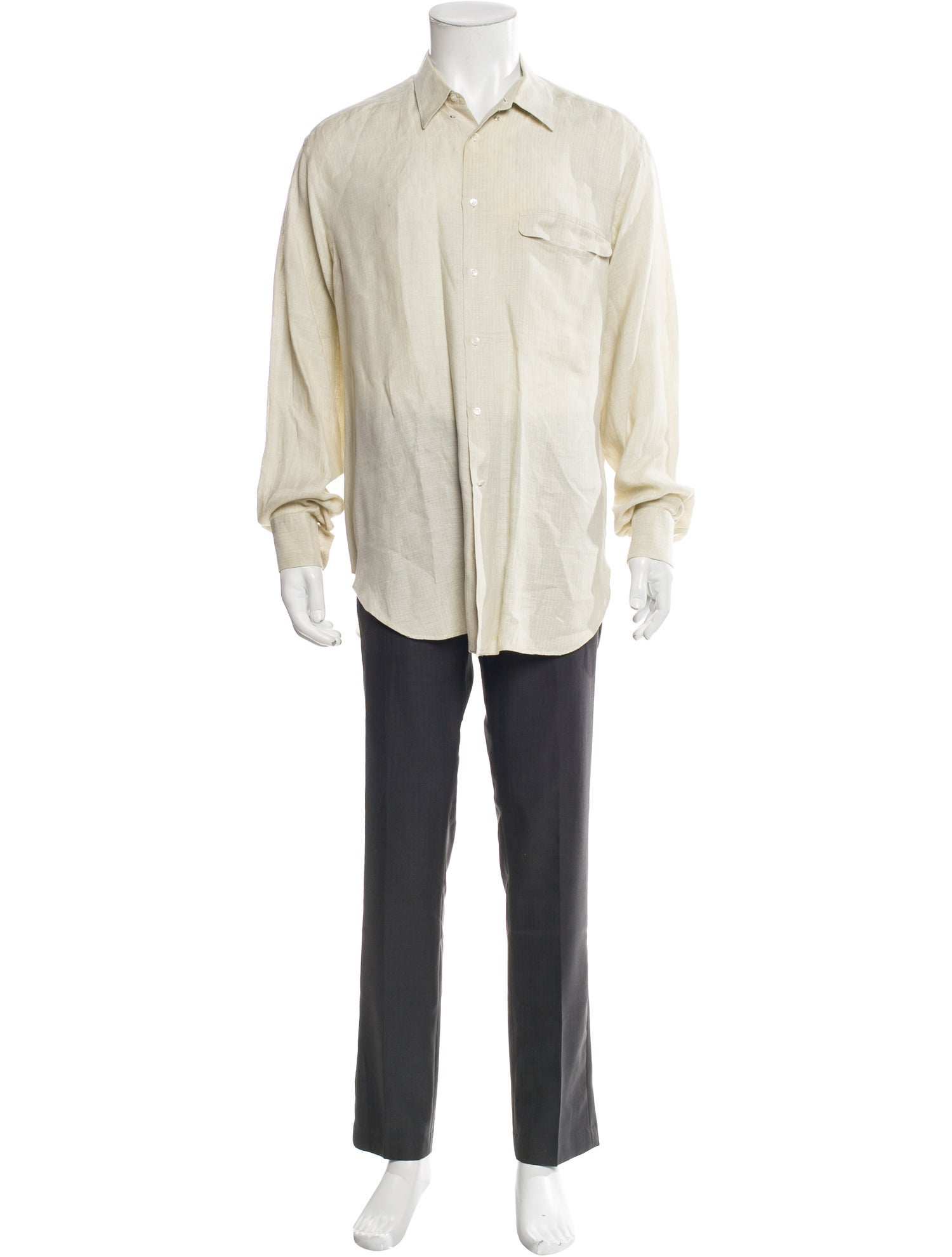 Giorgio Armani Linen Long Sleeve Dress Shirt