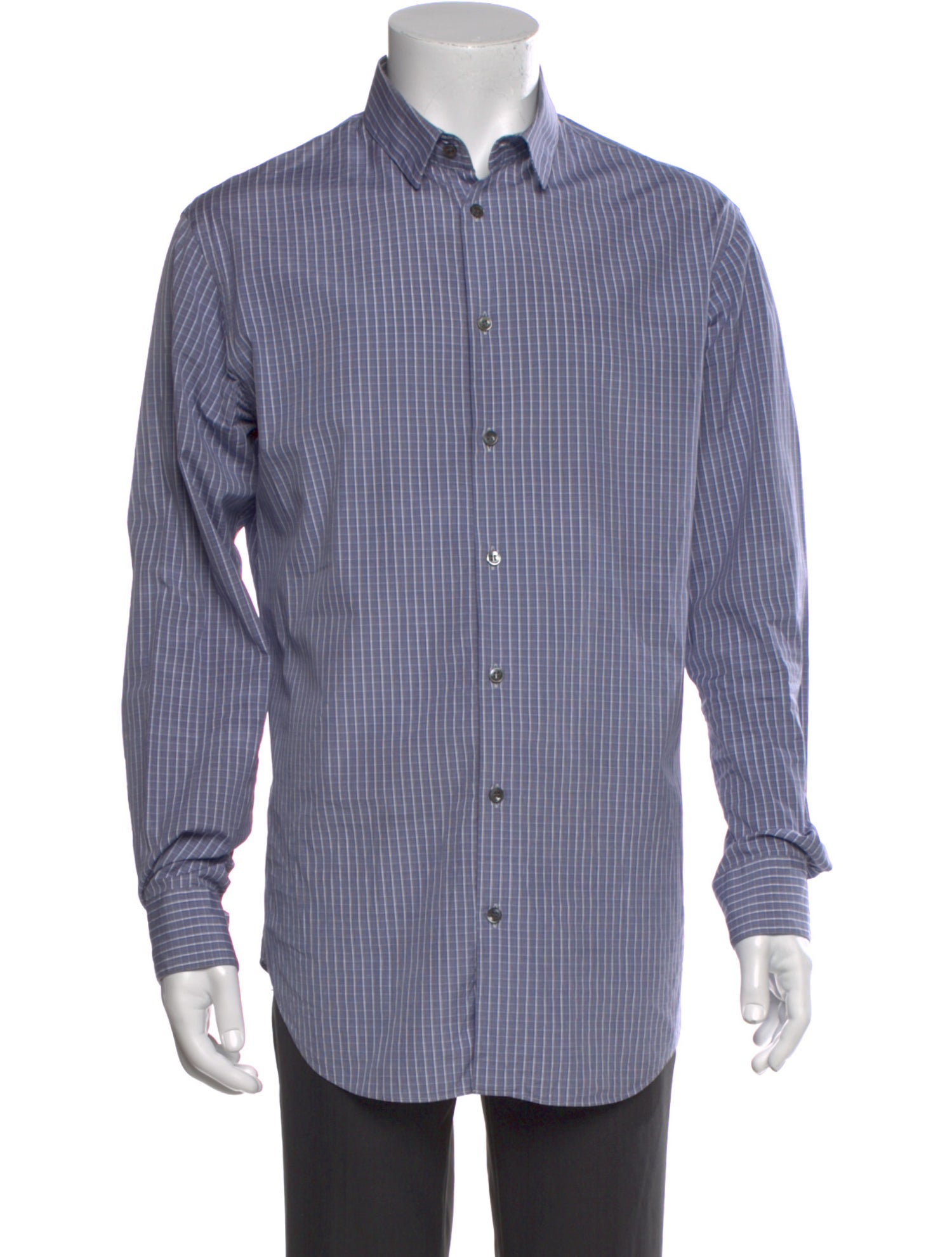 Giorgio Armani Plaid Print Long Sleeve Dress Shirt