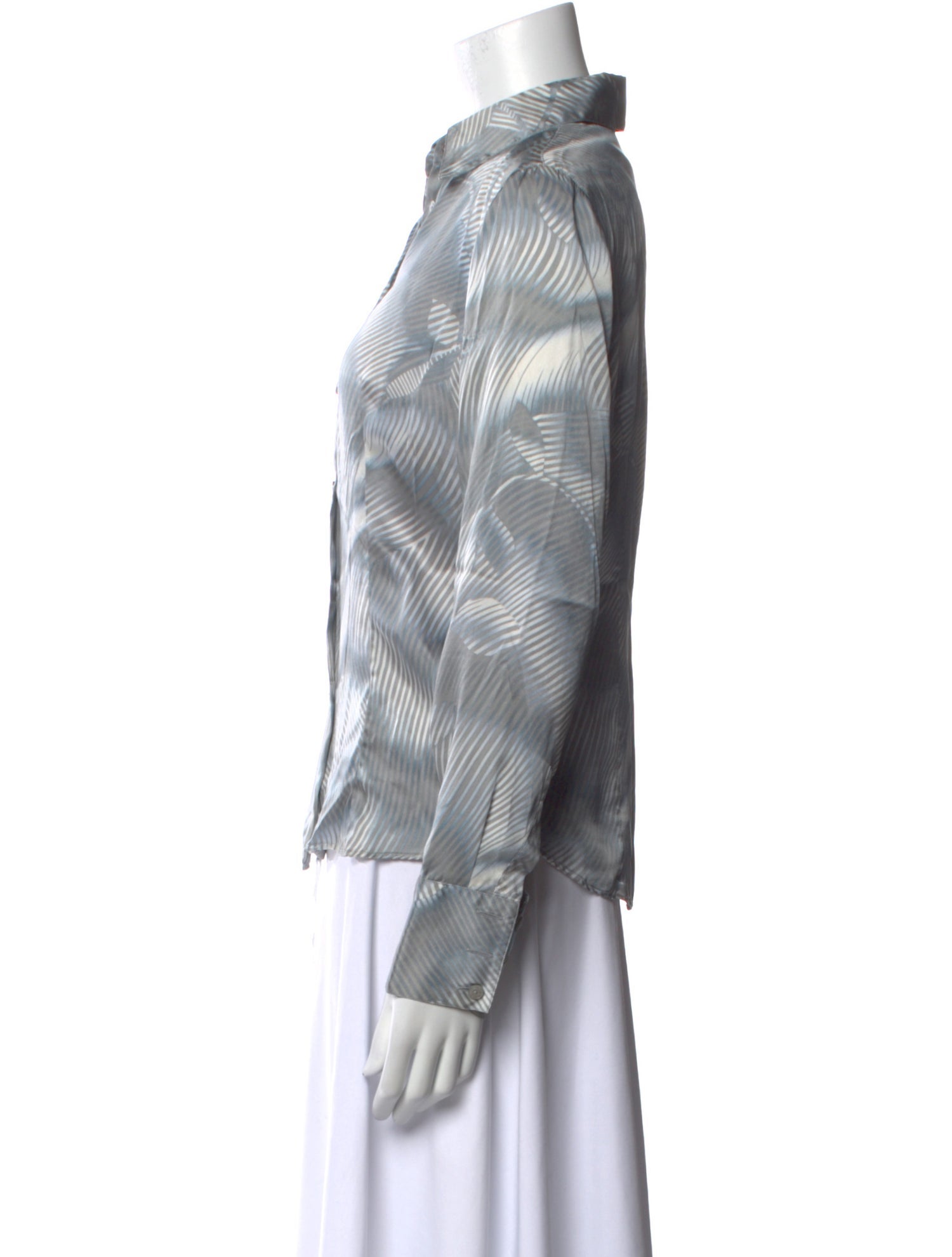 Giorgio Armani Striped Long Sleeve Button-Up Top