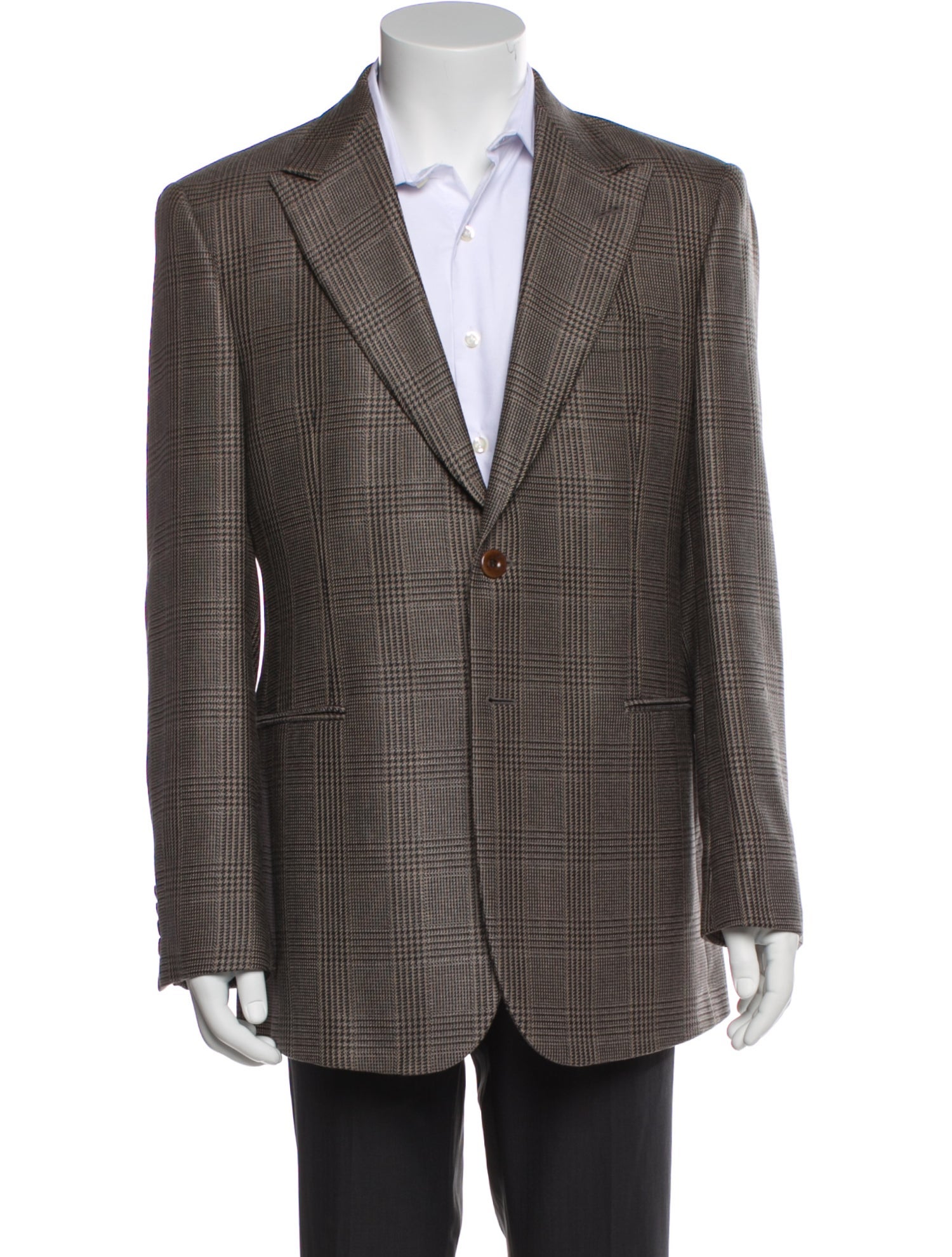 Giorgio Armani Virgin Wool Houndstooth Print Blazer