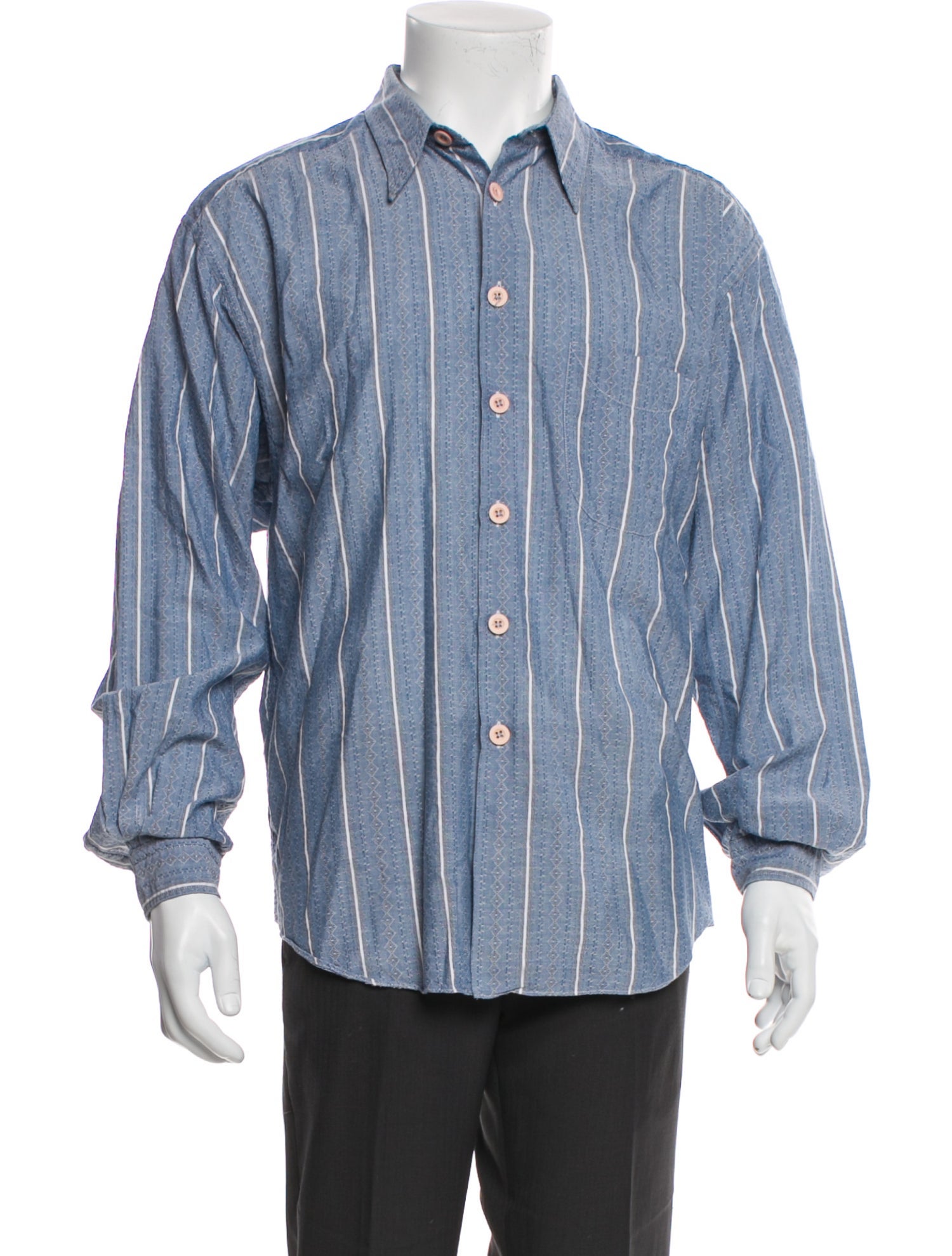 Giorgio Armani Striped Long Sleeve Denim Shirt